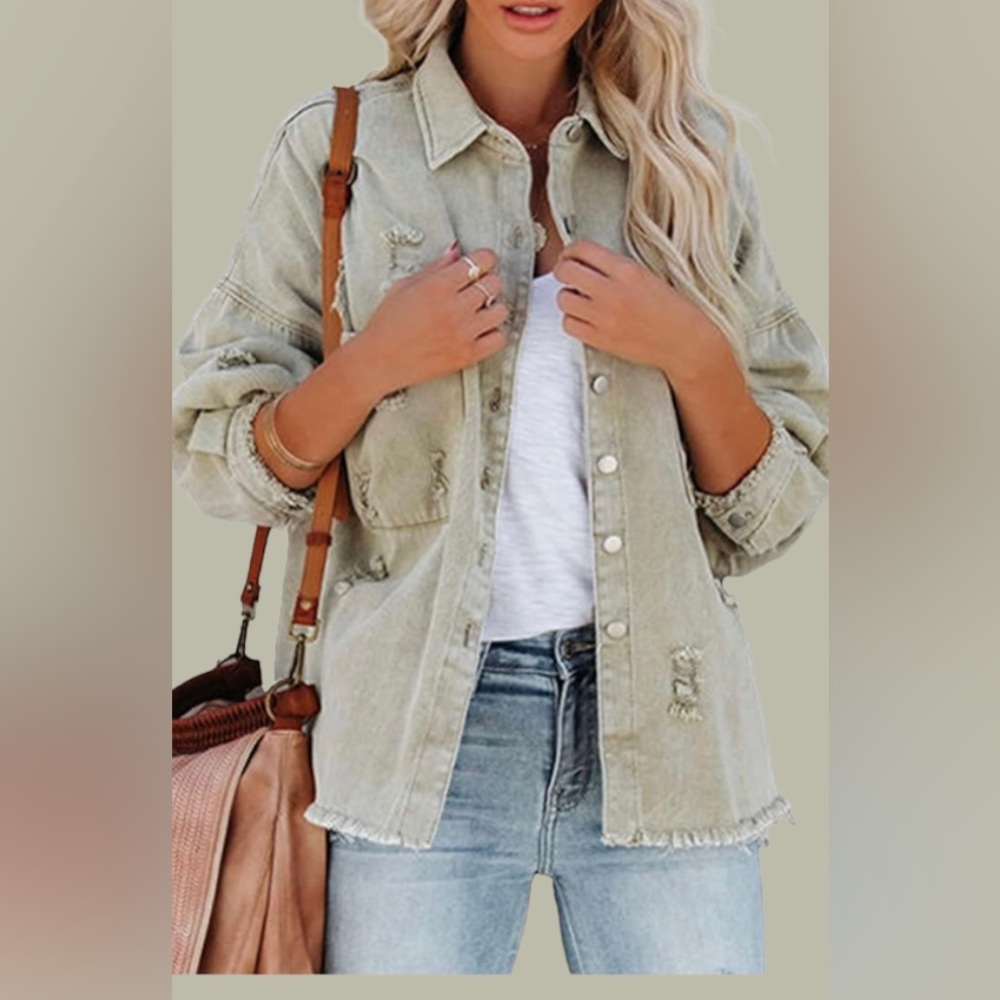 BN! COTTON DENIM OVERSIZED GREEN JACKET SIZE M